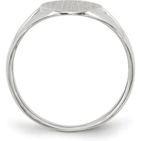 14K White Gold Polished Satin Finish Signet Ring with Tapered Band - 9.0x17.0mm by 0