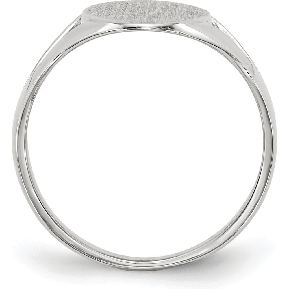 14K White Gold Polished Satin Finish Signet Ring with Tapered Band - 9.0x17.0mm by 0