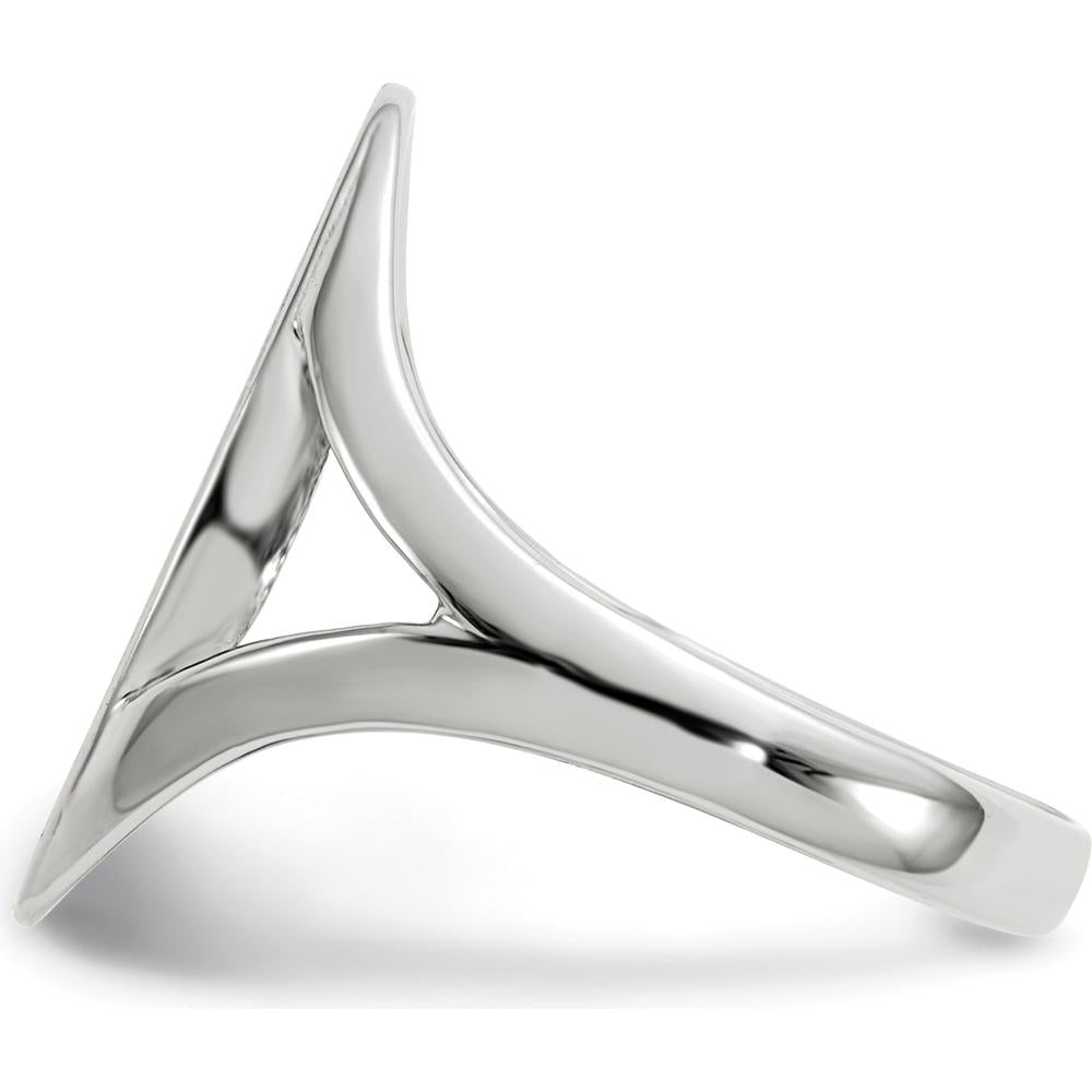 14K White Gold Polished Satin Finish Signet Ring with Tapered Band - 9.0x17.0mm by 0