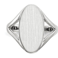 14K White Gold Polished Satin Finish Signet Ring with Tapered Band - 9.0x17.0mm by 0