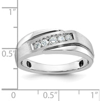 14K White Gold Polished Satin Grooved Men's Ring Mounting - 7.1mm Band Width by Monteluci Fine Jewelry