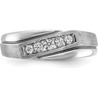 14K White Gold Polished Satin Grooved Men's Ring Mounting - 7.1mm Band Width by Monteluci Fine Jewelry