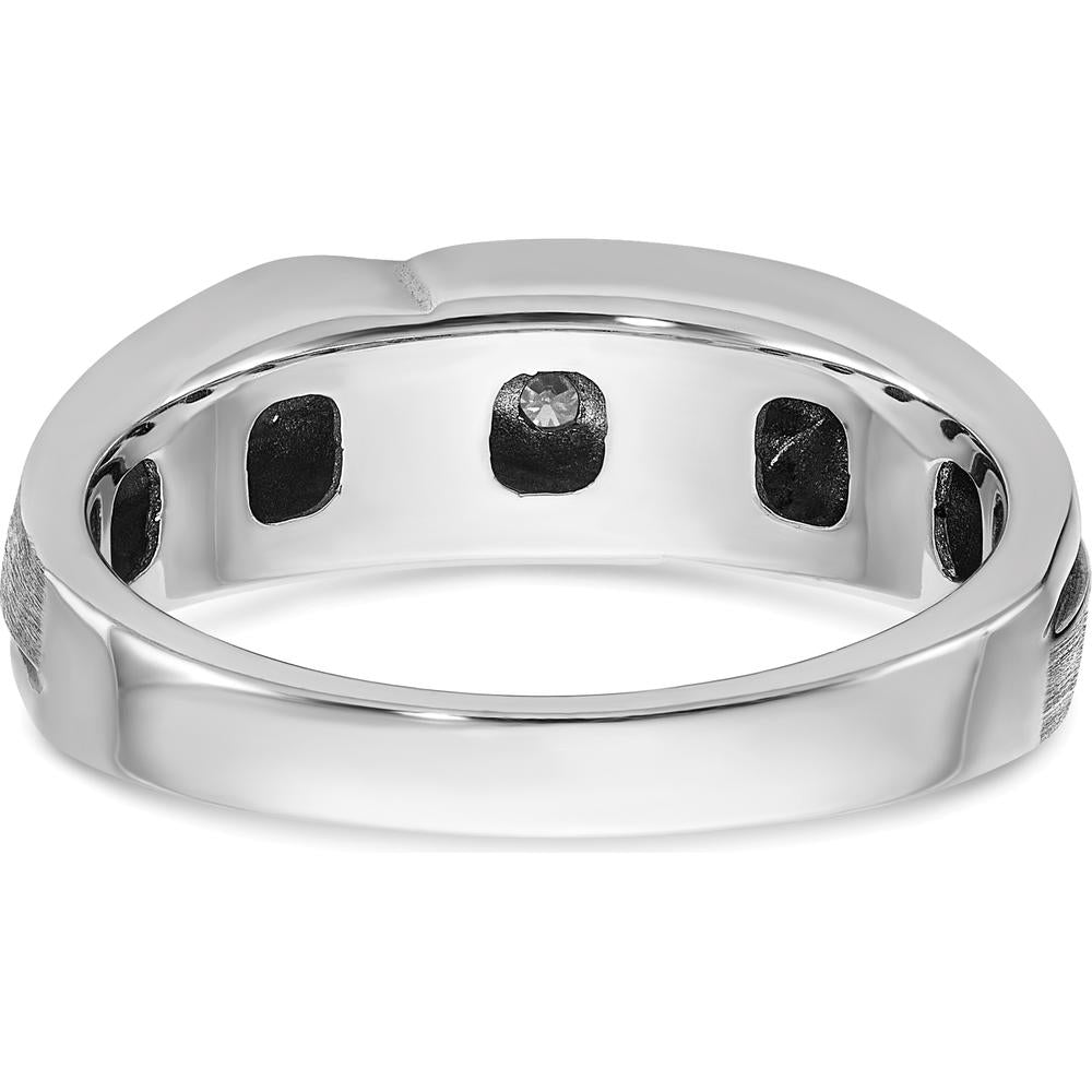 14K White Gold Polished Satin Grooved Men's Ring Mounting - 7.1mm Band Width by Monteluci Fine Jewelry