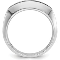 14K White Gold Polished Satin Grooved Men's Ring Mounting by IBGoodman