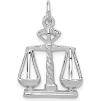 14K White Gold Polished Scales of Justice Charm with Rhodium Plating - 23mm Length by Oro Pregiato