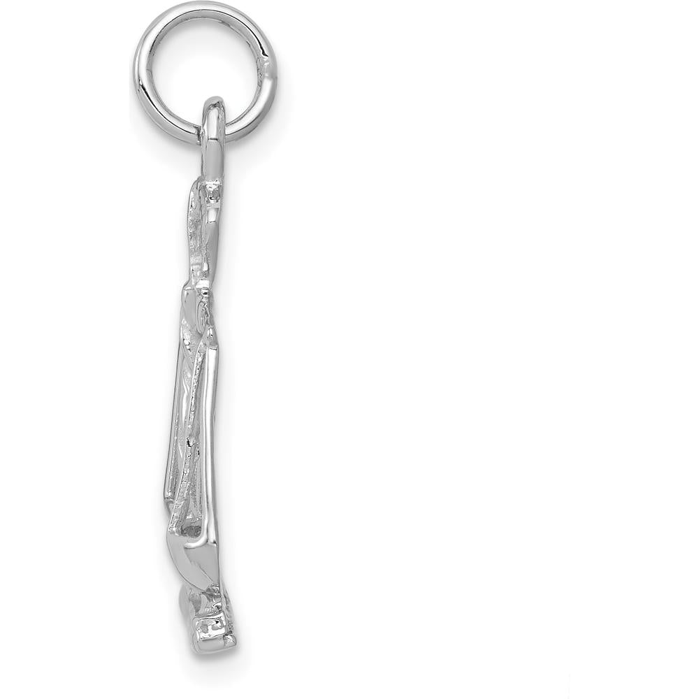 14K White Gold Polished Scales of Justice Charm with Rhodium Plating - 23mm Length by Oro Pregiato