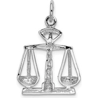 14K White Gold Polished Scales of Justice Charm with Rhodium Plating - 23mm Length by Oro Pregiato