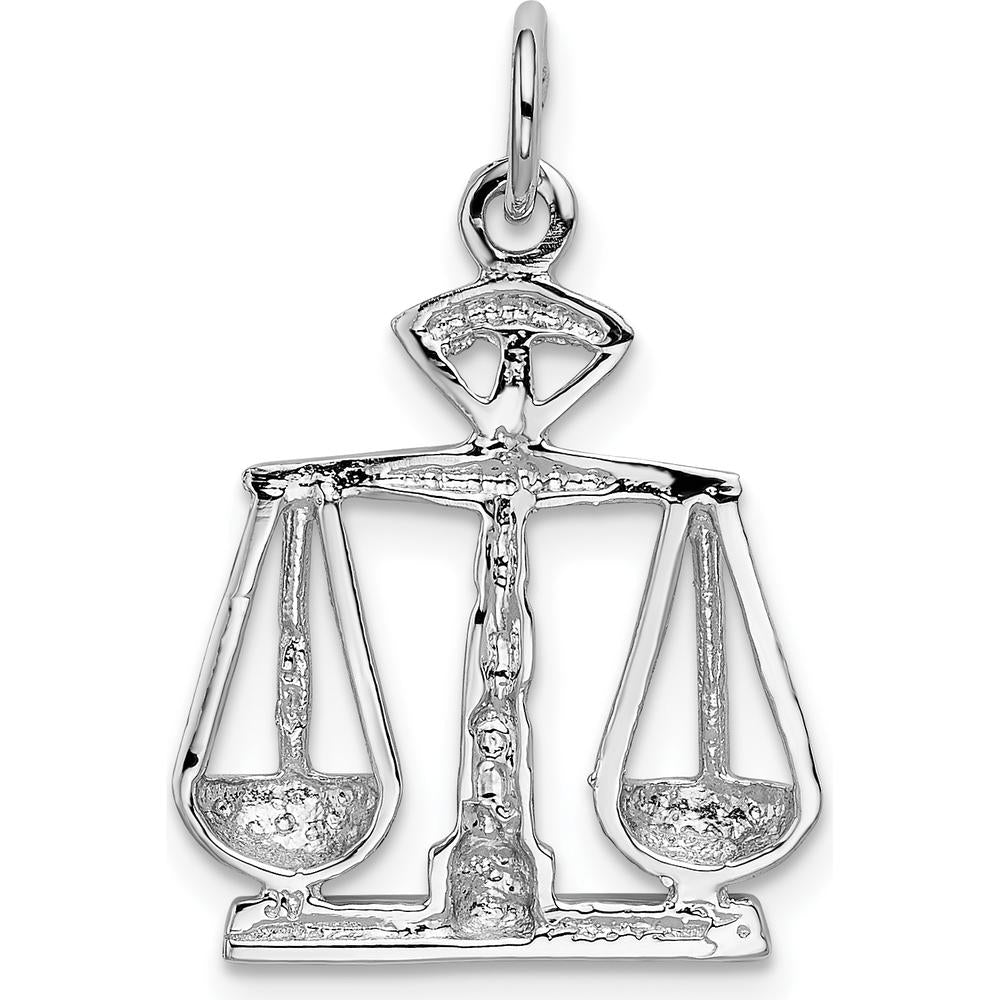 14K White Gold Polished Scales of Justice Charm with Rhodium Plating - 23mm Length by Oro Pregiato