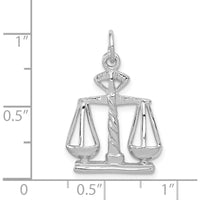 14K White Gold Polished Scales of Justice Charm with Rhodium Plating - 23mm Length by Oro Pregiato