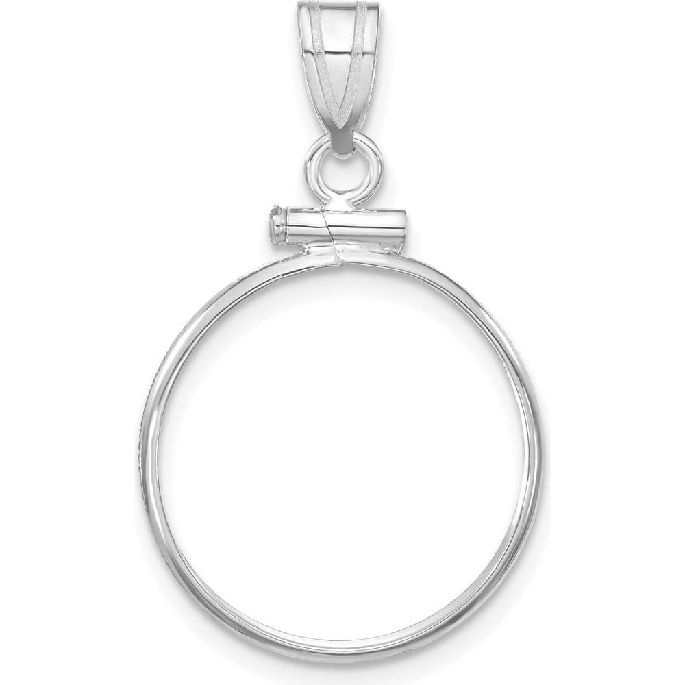 14K White Gold Polished Screw Top Coin Bezel Pendant - 17.8mm x 1.35mm by Numis Coin Jewelry