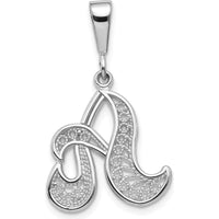14K White Gold Polished Script Filigree Letter A Pendant - Elegant Monogrammed Charm by Oro Pregiato