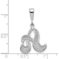 14K White Gold Polished Script Filigree Letter A Pendant - Elegant Monogrammed Charm by Oro Pregiato