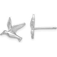 14K White Gold Polished Seagull Post Earrings - Elegant Flight Design by 0