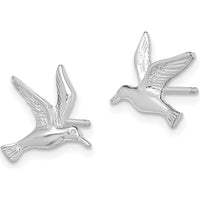 14K White Gold Polished Seagull Post Earrings - Elegant Flight Design by 0