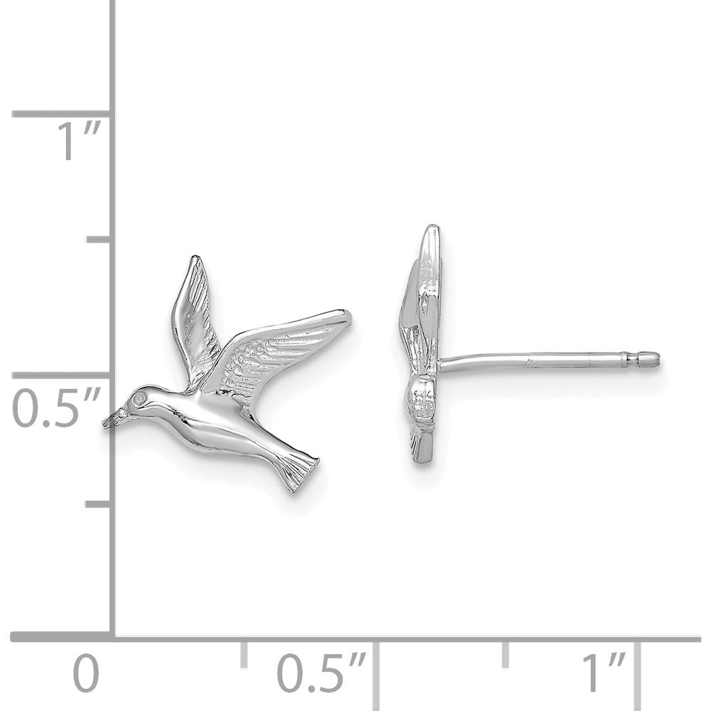 14K White Gold Polished Seagull Post Earrings - Elegant Flight Design by 0