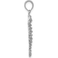 14K White Gold Polished Seahorse Pendant with Rhodium Plating - 31mm Length by Oro Pregiato
