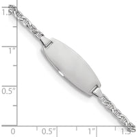 14K White Gold Polished Semi-Solid Anchor Link ID Bracelet for Children - Personalizable 18.5x8.5mm Plate - 6" Length by Oro Pregiato