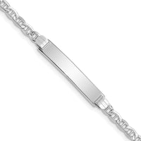 14K White Gold Polished Semi-Solid Anchor Link ID Bracelet with 26x5mm Plate Charm - 8" Length by Oro Pregiato