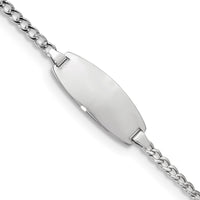 14K White Gold Polished Semi-Solid Chain Curb Link Oval ID Bracelet - 6" Length by Oro Pregiato