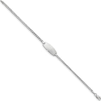 14K White Gold Polished Semi-Solid Chain Curb Link Oval ID Bracelet - 6" Length by Oro Pregiato