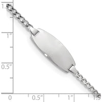 14K White Gold Polished Semi-Solid Chain Curb Link Oval ID Bracelet - 6" Length by Oro Pregiato