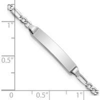 14K White Gold Polished Semi-Solid Chain ID Bracelet with Engravable Plate - 6" Length by Oro Pregiato