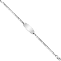 14K White Gold Polished Semi-Solid Chain ID Bracelet with Oval Plate - 5.5" Length, Engravable Design by Oro Pregiato