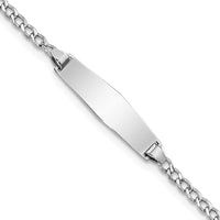 14K White Gold Polished Semi-Solid Cuban Link ID Bracelet with Diamond-Shaped Plate 6" by Oro Pregiato