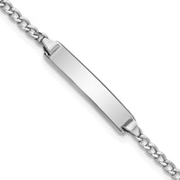14K White Gold Polished Semi-Solid Cuban Link ID Bracelet with Engravable Plate - 7" by Oro Pregiato