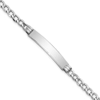 14K White Gold Polished Semi-Solid Cuban Link ID Bracelet with Engravable Plate - 7" by Oro Pregiato