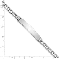 14K White Gold Polished Semi-Solid Cuban Link ID Bracelet with Engravable Plate - 7" by Oro Pregiato