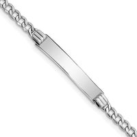 14K White Gold Polished Semi-Solid Cuban Link ID Plate Bracelet - 8" Length by Oro Pregiato