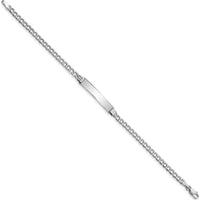 14K White Gold Polished Semi-Solid Cuban Link ID Plate Bracelet - 8" Length by Oro Pregiato