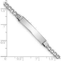 14K White Gold Polished Semi-Solid Cuban Link ID Plate Bracelet - 8" Length by Oro Pregiato