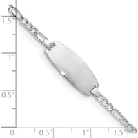14K White Gold Polished Semi-Solid Figaro Link ID Bracelet with 18.5x8.5mm Plate, 7" Length by Oro Pregiato