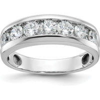 14K White Gold Polished Seven Stone Men's Ring Mounting - 6.55mm Band Width by Oro Pregiato