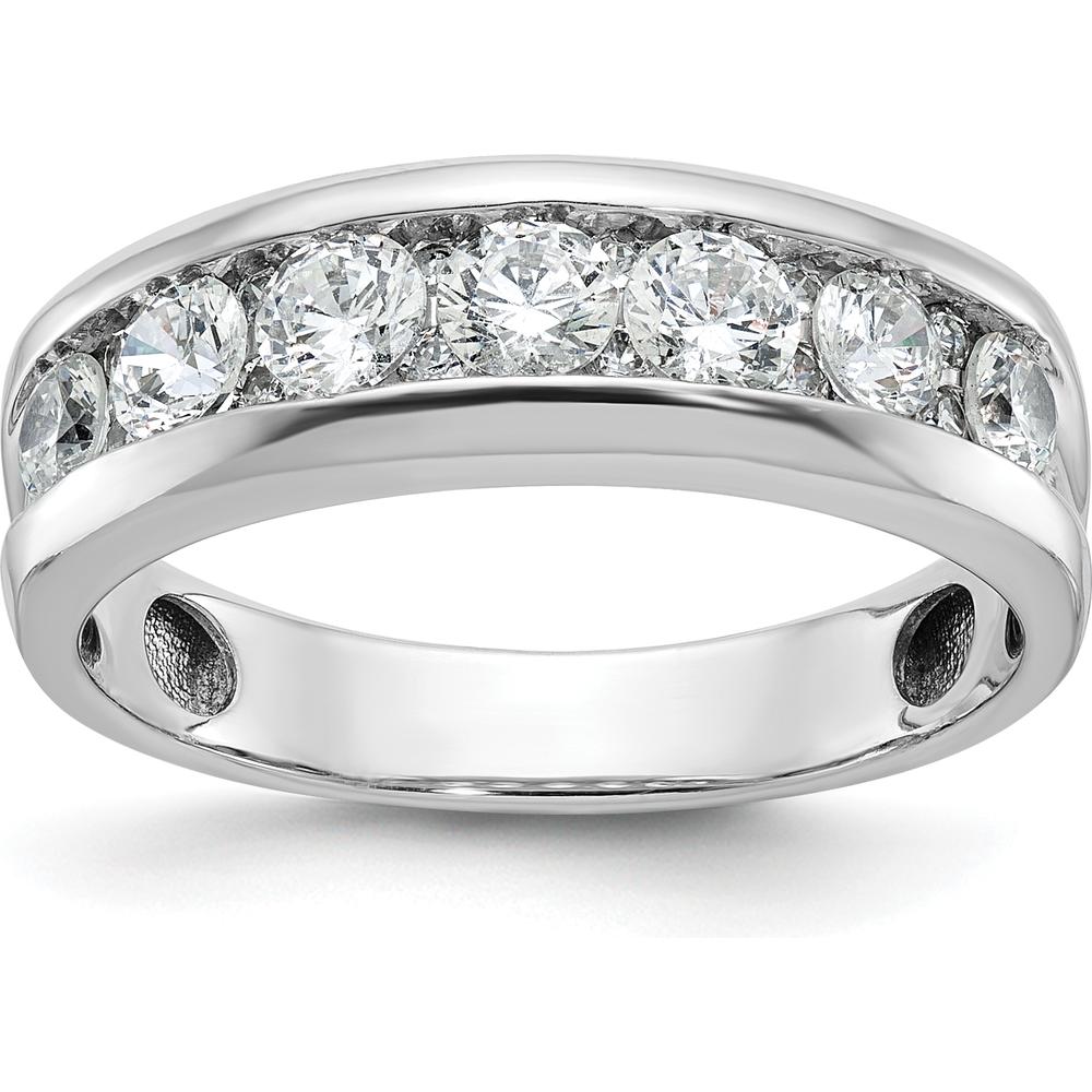 14K White Gold Polished Seven Stone Men's Ring Mounting - 6.55mm Band Width by Oro Pregiato