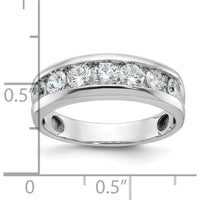 14K White Gold Polished Seven Stone Men's Ring Mounting - 6.55mm Band Width by Oro Pregiato