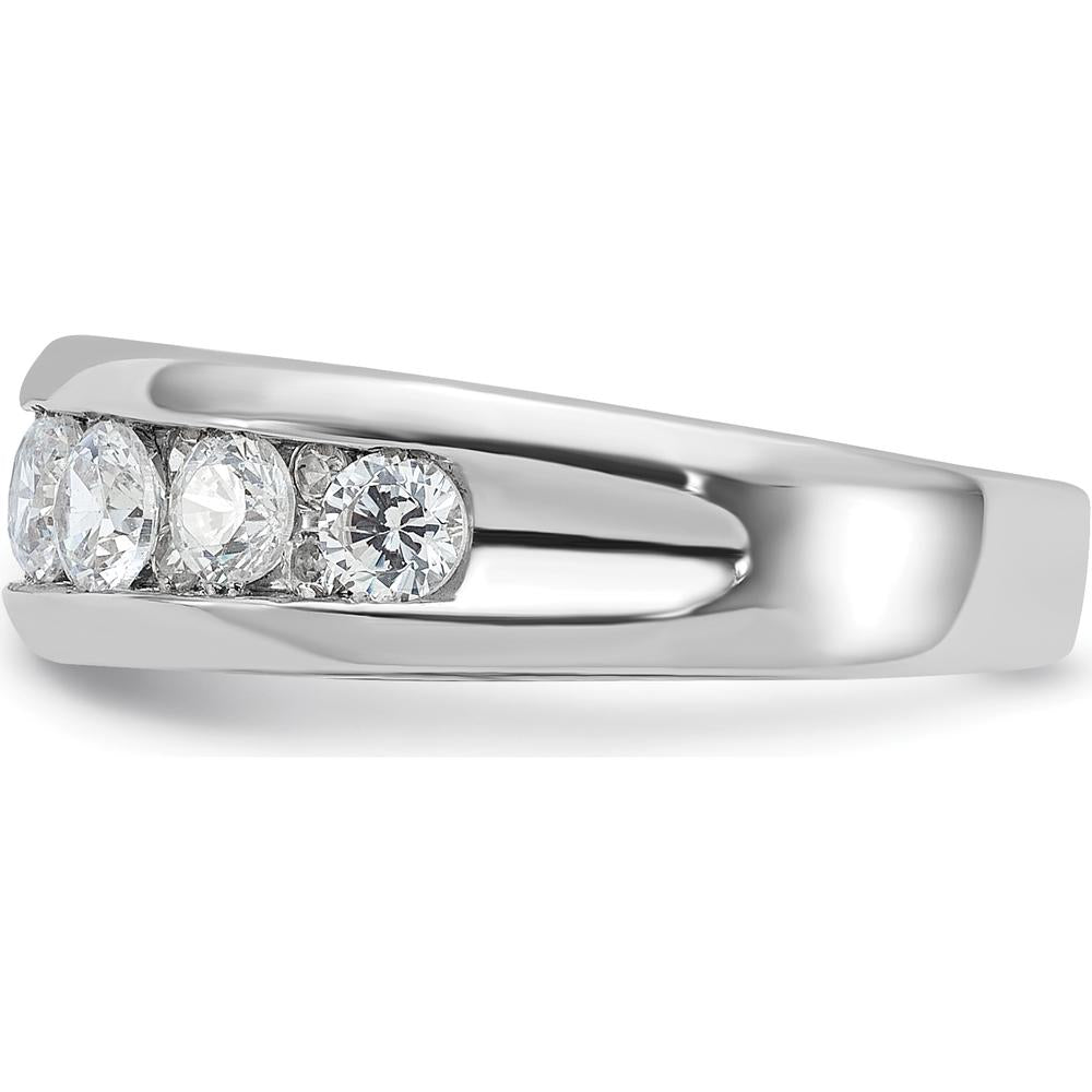 14K White Gold Polished Seven Stone Men's Ring Mounting - 6.55mm Band Width by Oro Pregiato