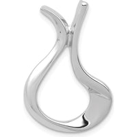 14K White Gold Polished Slide for 2mm Regular & 3mm Fancy Omega Chains - Solid, Rhodium Plated by 0