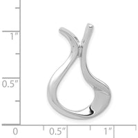 14K White Gold Polished Slide for 2mm Regular & 3mm Fancy Omega Chains - Solid, Rhodium Plated by 0