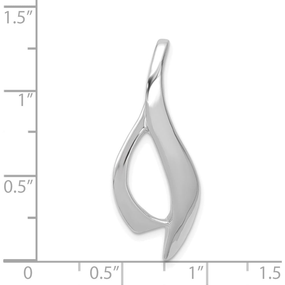 14K White Gold Polished Slide for 4mm Regular/6mm Fancy Omega - Rhodium Plated by 0
