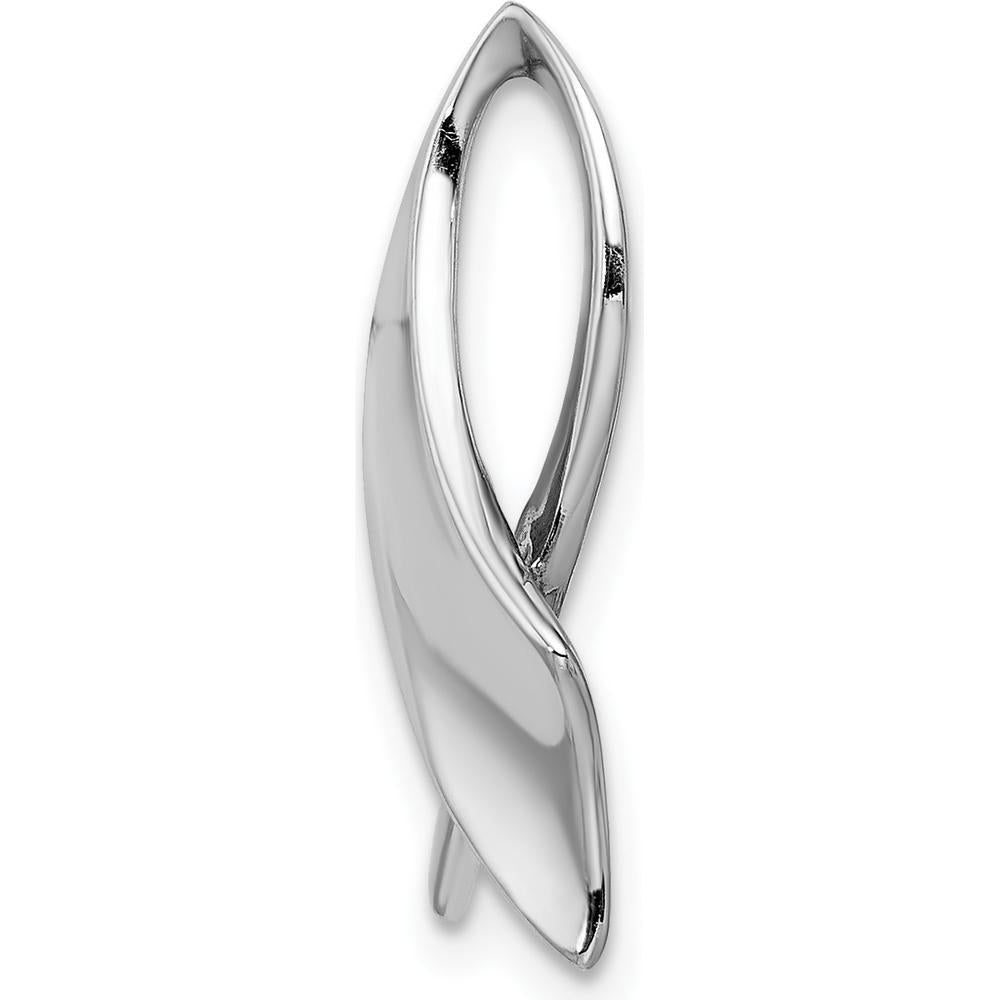 14K White Gold Polished Slide Pendant Fits 2mm Regular and 6mm Fancy Omega - Solid Rhodium Plated by 0