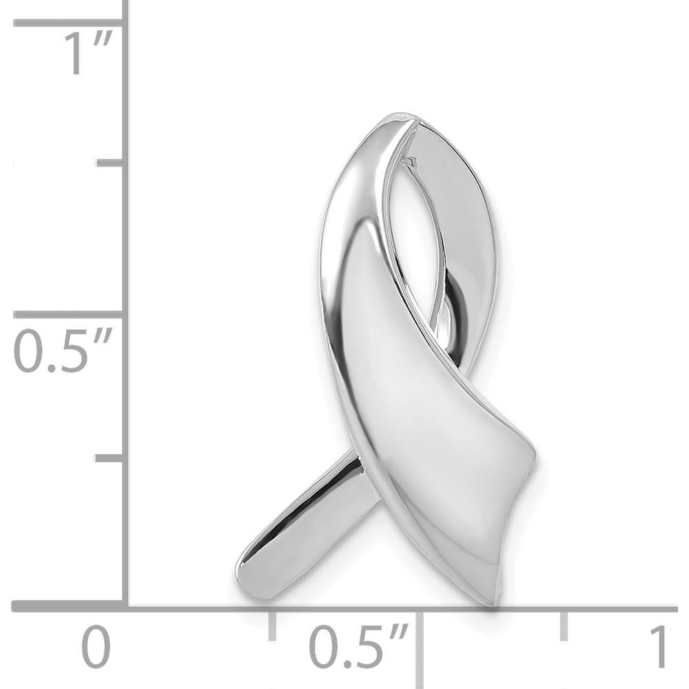 14K White Gold Polished Slide Pendant Fits 2mm Regular and 6mm Fancy Omega - Solid Rhodium Plated by 0