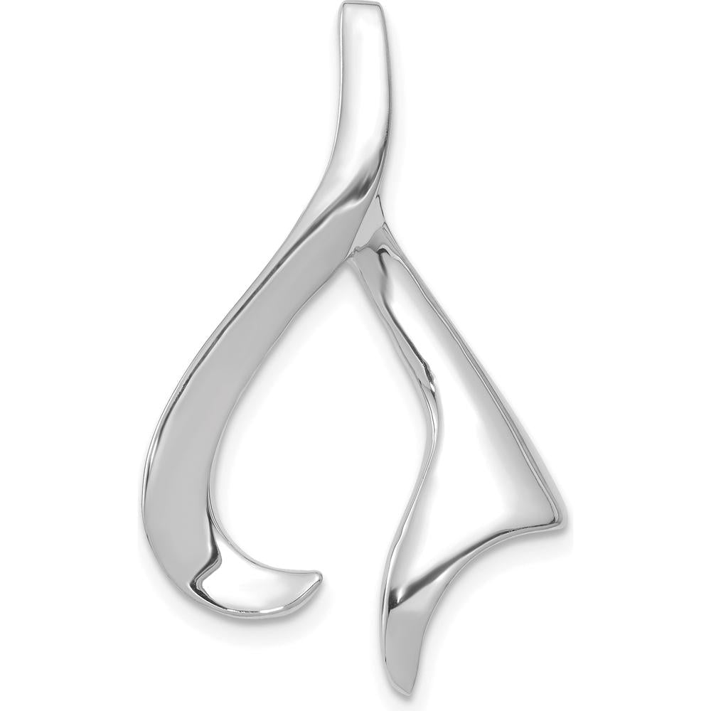 14K White Gold Polished Slide Pendant Fits 2mm Regular or 6mm Fancy Omega Chains by 0