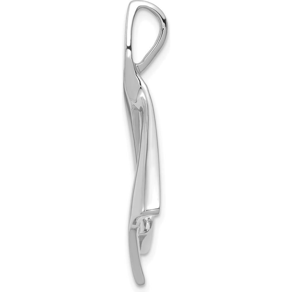 14K White Gold Polished Slide Pendant Fits 2mm Regular or 6mm Fancy Omega Chains by 0
