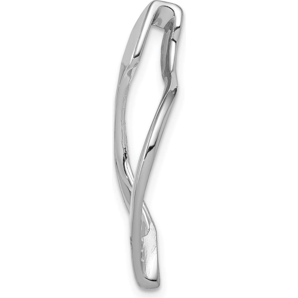 14K White Gold Polished Slide Pendant Fits up to 10mm Fancy or 8mm Regular Omega Chain by 0