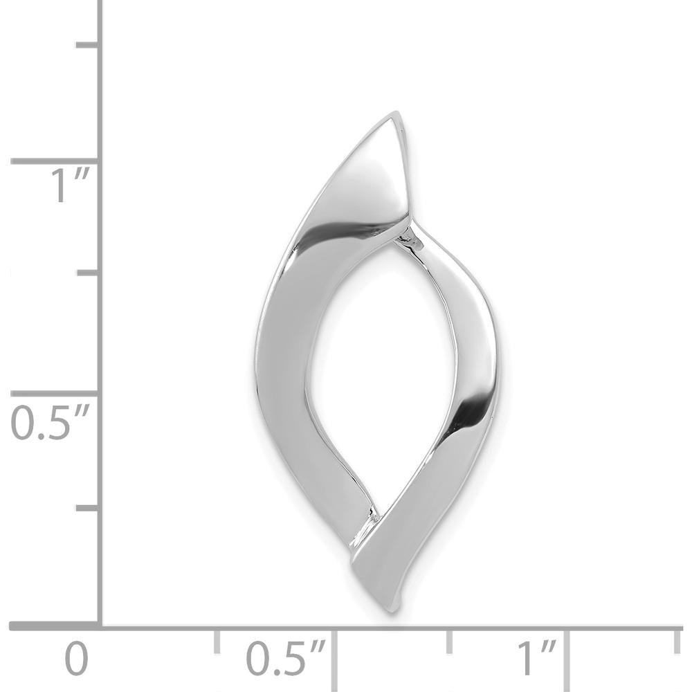 14K White Gold Polished Slide Pendant Fits up to 10mm Fancy or 8mm Regular Omega Chain by 0