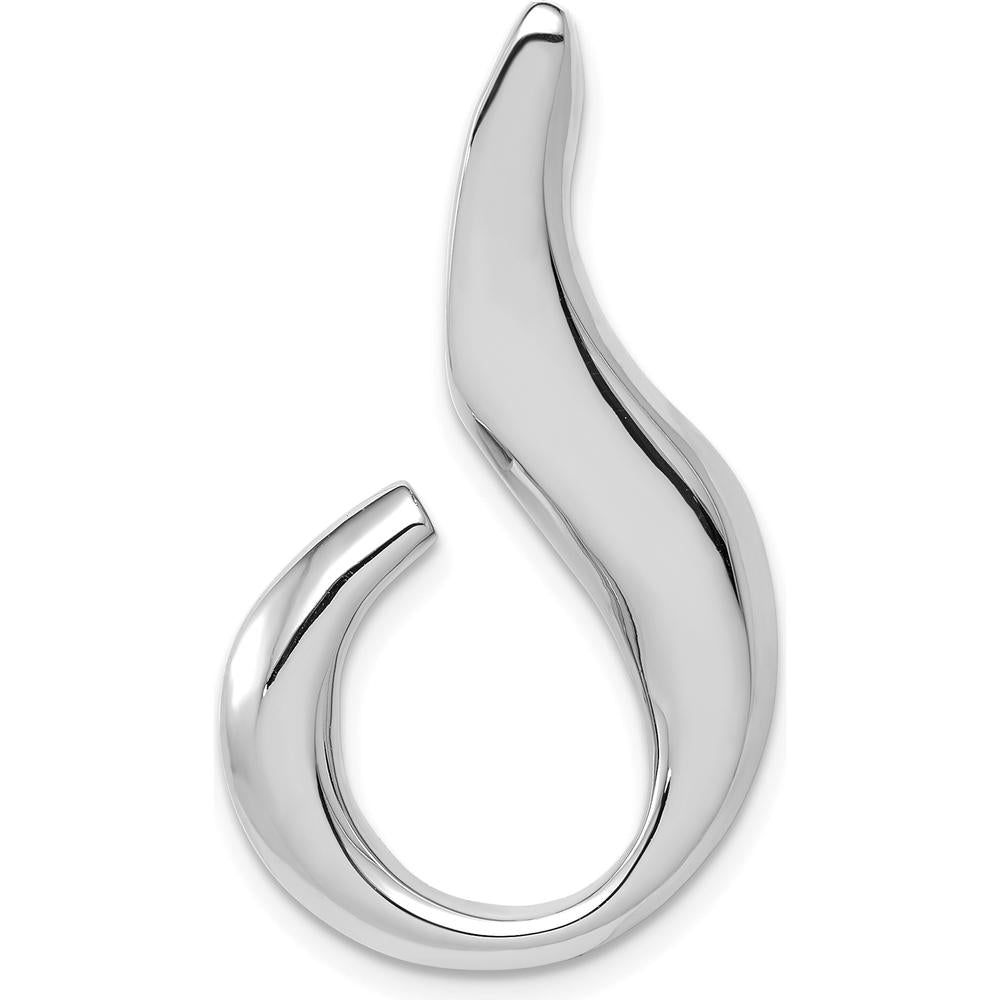 14K White Gold Polished Slide Pendant Fits up to 6mm Omega Chain by 0