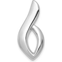14K White Gold Polished Slide Pendant Fits Up to 6mm Regular/8mm Fancy Omega Chains - Rhodium Plated Finish by 0